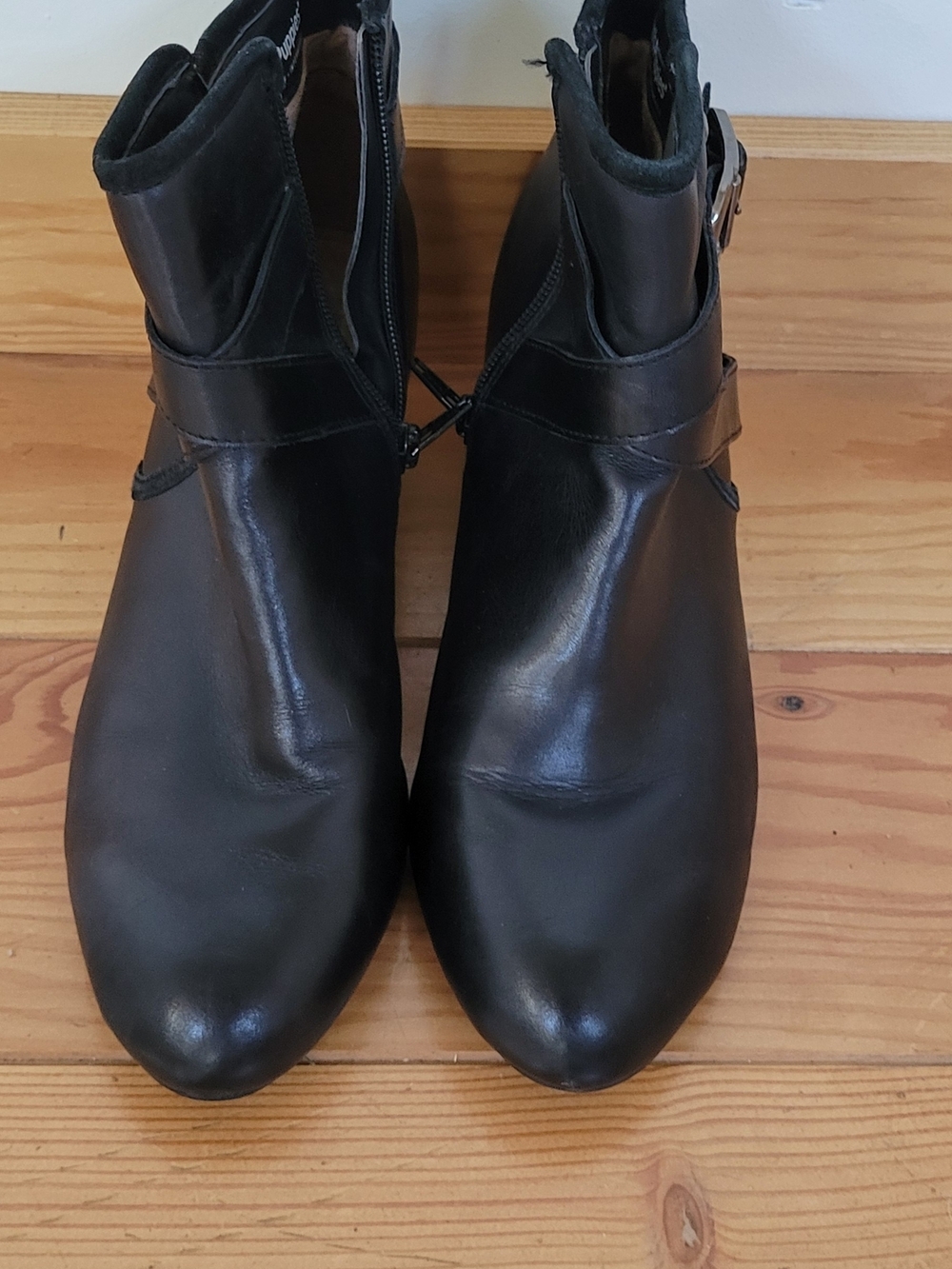 Hush Puppies Black Wedge Ankle Boots with Buckle - Picture 2 of 10